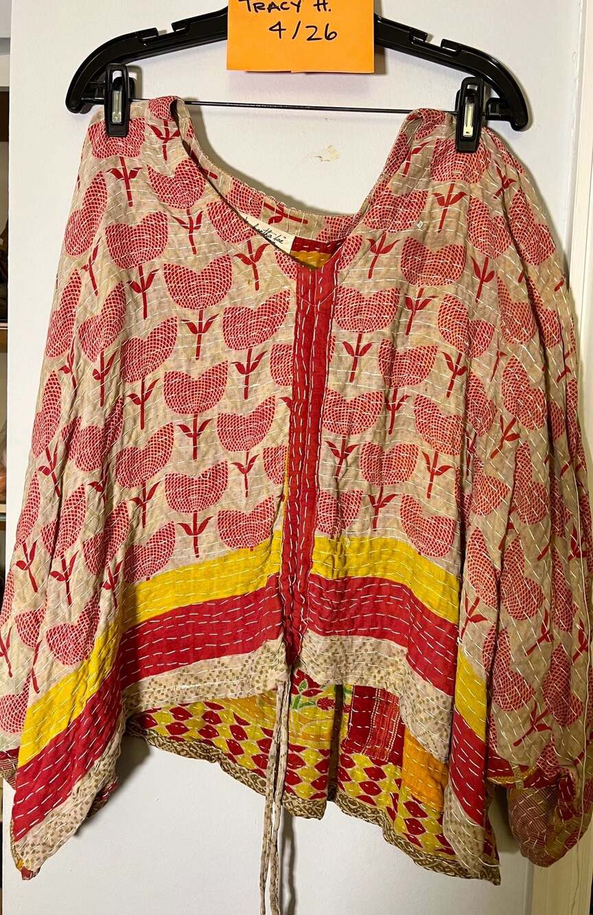 Kantha Bae Pink Tulip Butterfly Crop Top One Size